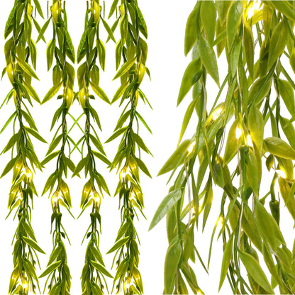LED girlianda su dirbtiniais Ruskuso lapais, šviesos dekoracija CL4125