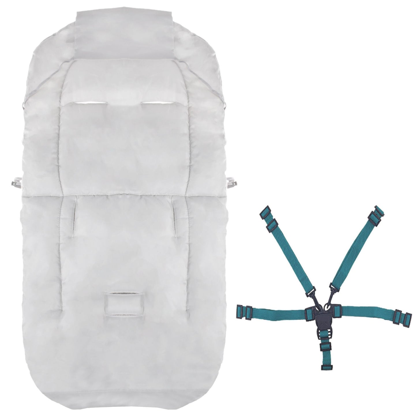 Miegmaišis  SB0036, 4-in-1, vežimėliui, rogutėms ir lopšiui, su krepšiu, 90 cm, pilkai mėlynas