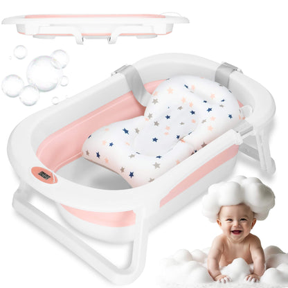 Nešiojama kūdikio vonelė SB0061 40 L balta-rožinė su kamščiu ir termometru