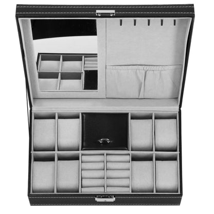 Laikrodžio ir papuošalų dėžutė juodos spalvos HA1061 33,3x20x9cm