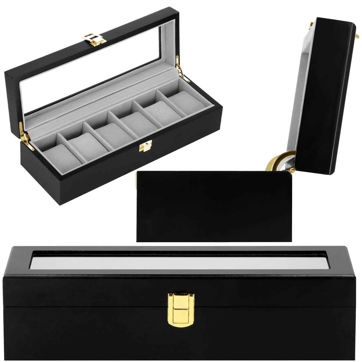 Laikrodžio dėžutė juodos spalvos HA1065 31,5x11,5x8cm