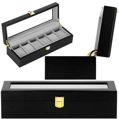 Laikrodžio dėžutė juodos spalvos HA1065 31,5x11,5x8cm