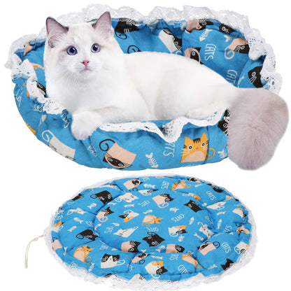 Apvalus šunų ir kačių guolis  PA0242 skersmuo 73 cm pliušinis gultas sutraukiama briauna mėlynas