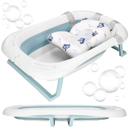 Kūdikio vonelė  SB0063, sulankstoma, 35 L, su termometru ir pagalve, balta-mėlyna