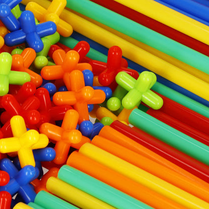 Konstrukcijų šiaudelių rinkinys  KG0032, 408 dalys, spalvotos vamzdeliai ir jungtys