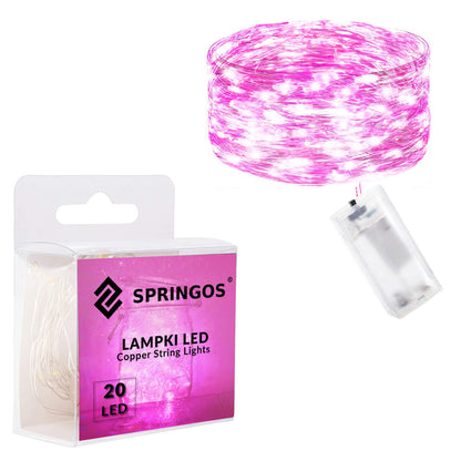 CL0009 LED kalėdinė girlianda 20 LED, rožinė, 1.9m