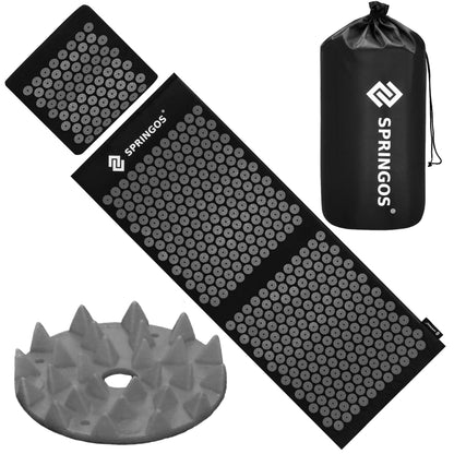 Akupresūros kilimėlis su dygliuota pagalvėle, kūno stimuliatorius, atpalaiduojantis masažuoklis,  SA0153 juoda