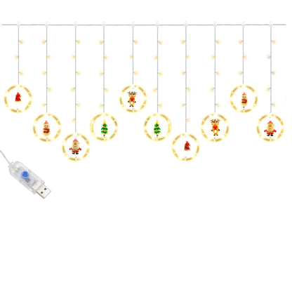 Šviesos užuolaida  CL4042 110 LED girlianda, USB lemputės su figūrėlėmis, šiltai balta