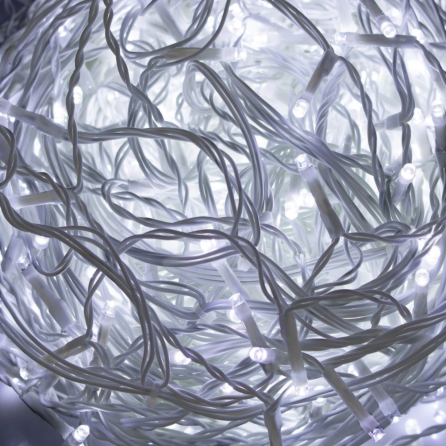 CL0316 Lauko girlianda varvekliai, blykstė 300 LED 12 m šaltai balta + šaltai balta blykstė