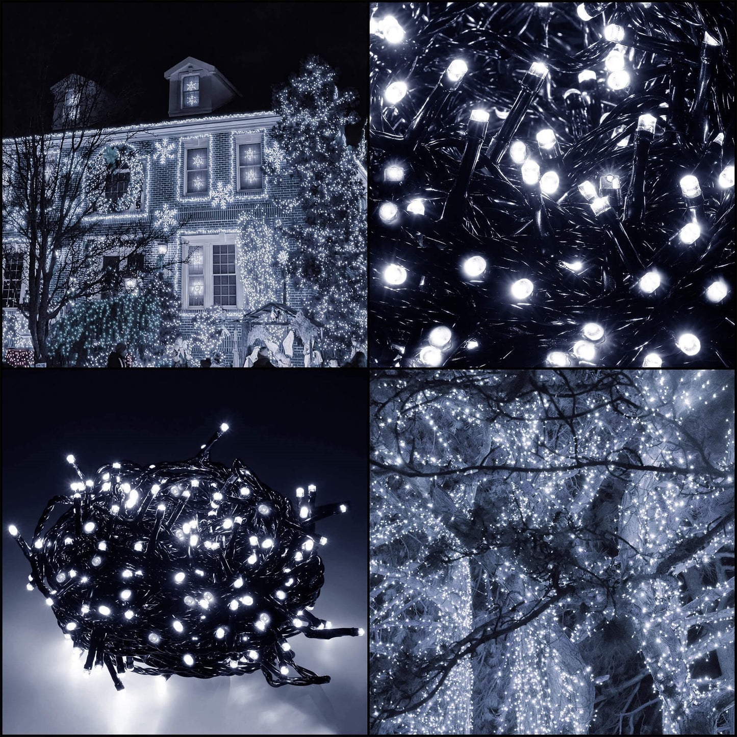 Kalėdinės lemputės CL0543, 500 LED, šaltai balta + šaltai balta blyksniai, 27,5 m