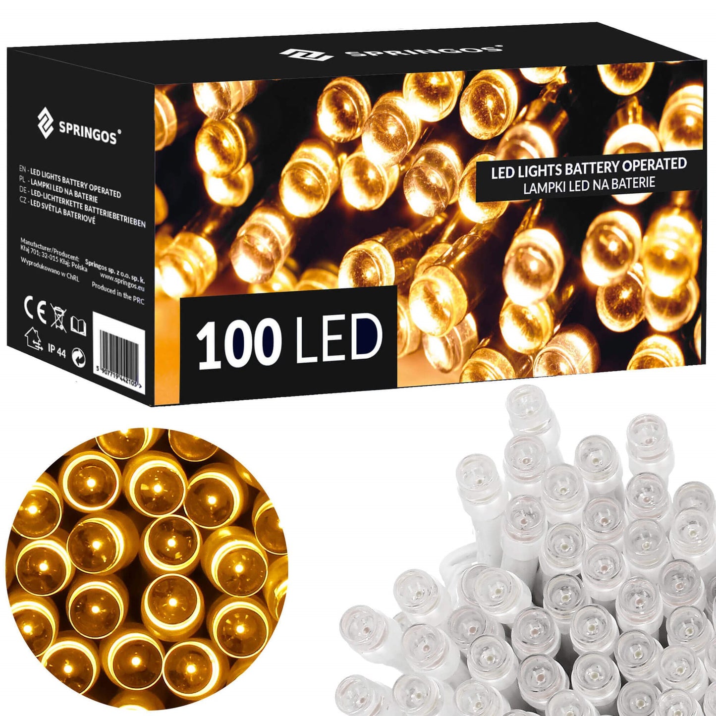 CL4034 LED kalėdinė girlianda 100 LED, šilta balta, 10m