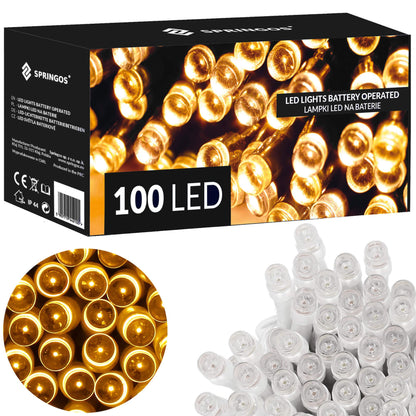 CL4034 LED kalėdinė girlianda 100 LED, šilta balta, 10m