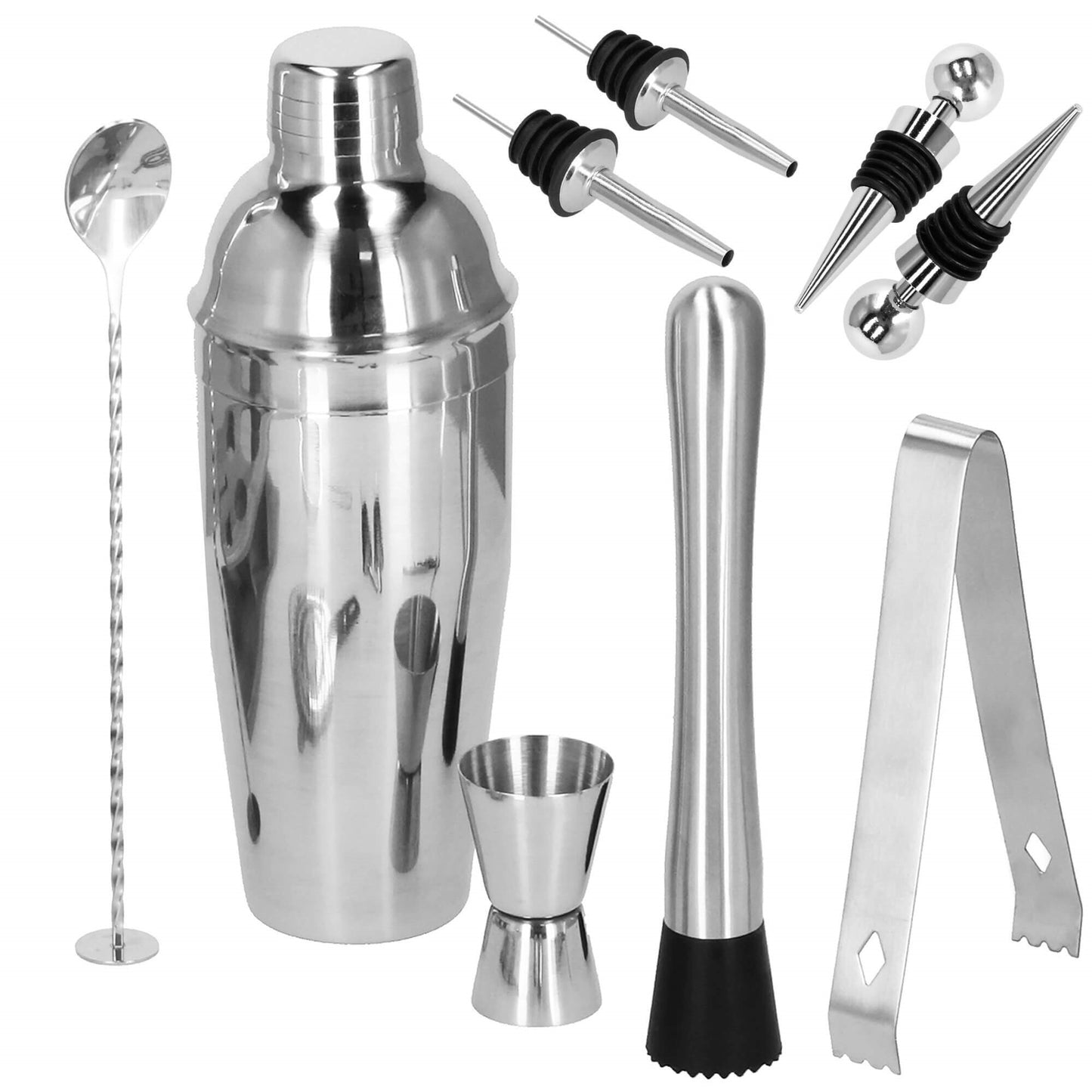 Barmeno rinkinys plaktuvas stovas  KI0012 12 vnt. sidabrinis