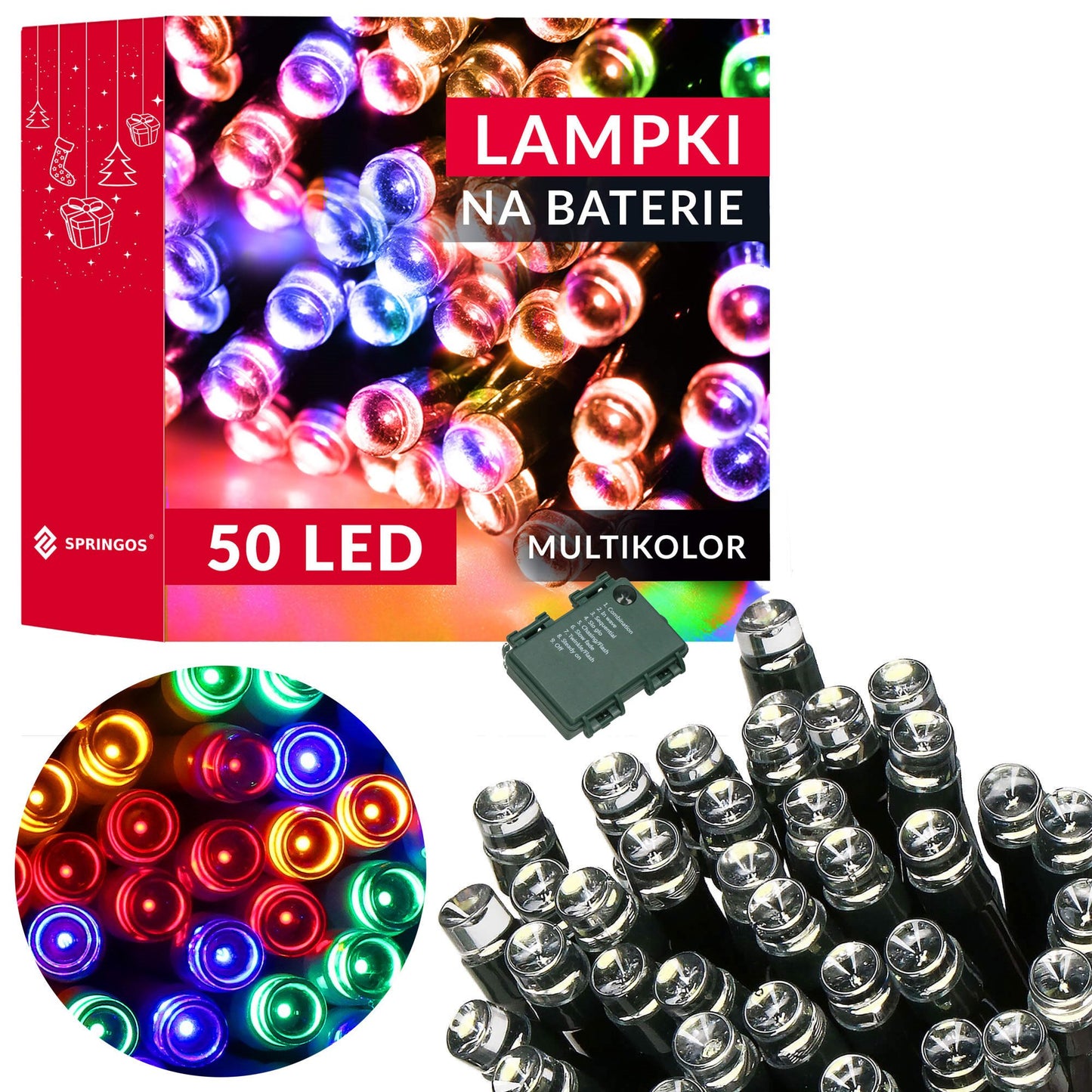 Kalėdinės girliandos Springos CL4029, 50 LED, maitinamos baterijomis