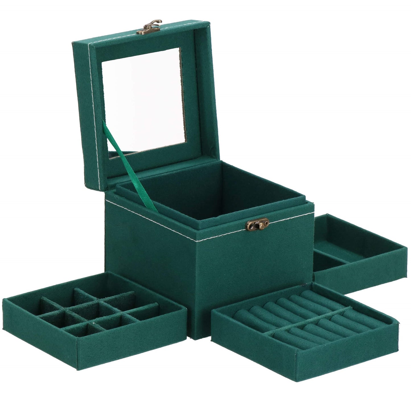 Papuošalų dėžutė žalios spalvos HA1048 12,2x12,2x12,2cm