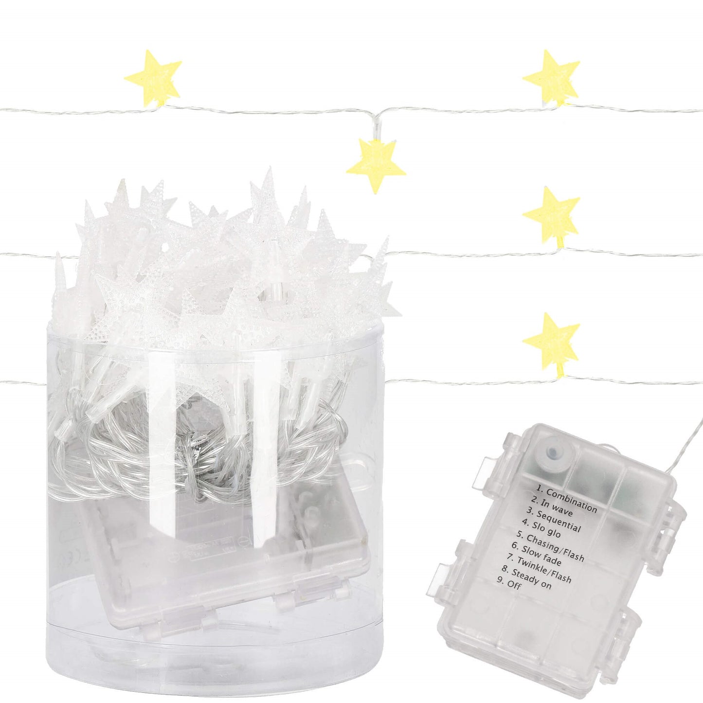 Žvaigždžių girlianda. 50 LED C79, šilta balta, 3xAA