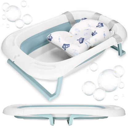 Kūdikio vonelė  SB0063, sulankstoma, 35 L, su termometru ir pagalve, balta-mėlyna