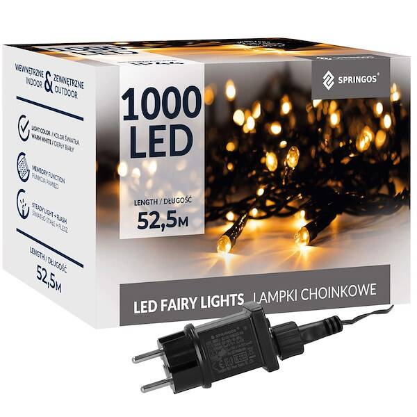 Kalėdinės lemputės CL1001 1000 Led 50m, šilta balta, 8 apšvietimo funkcijos