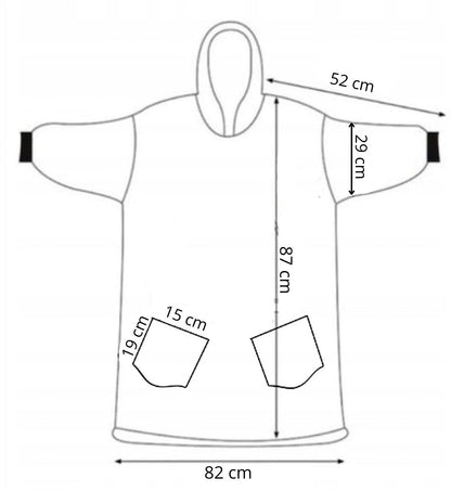Hoodie Blanket – šiltas megztinis–pledas XXL, pilka/balta v2