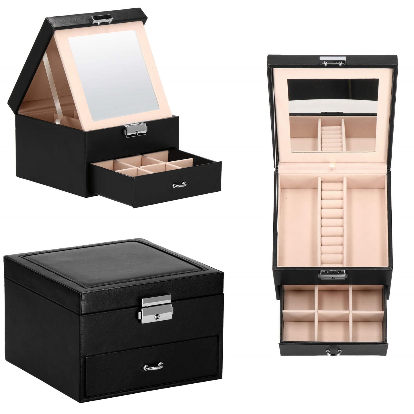 Papuošalų dėžutė juodos spalvos HA1081 16x16x11cm