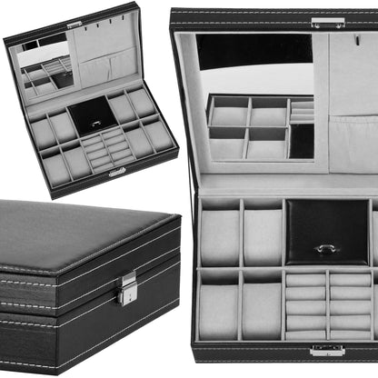 Laikrodžio ir papuošalų dėžutė juodos spalvos HA1062 30x20x8cm