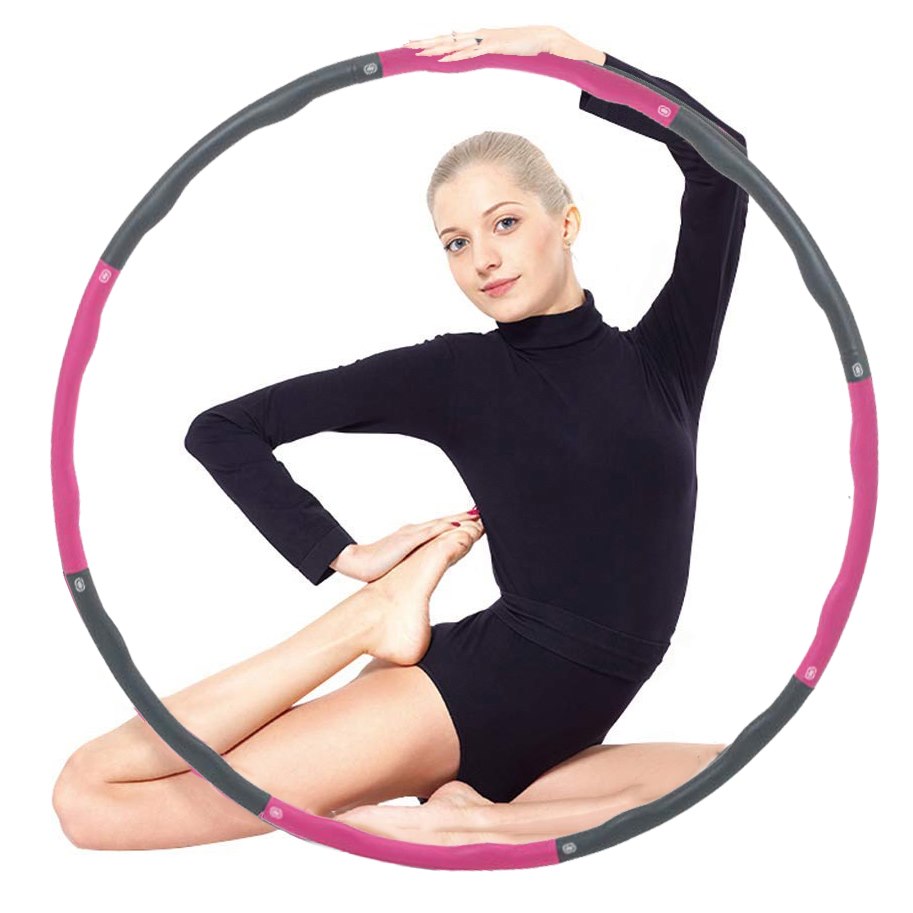 Hula masažinis lankas  SA0067 100 cm rožinė-pilka