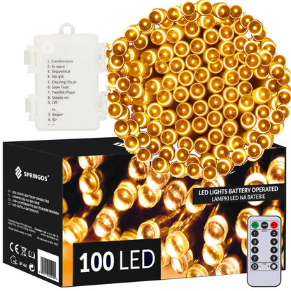 CL4034 LED kalėdinė girlianda 100 LED, šilta balta, 10m