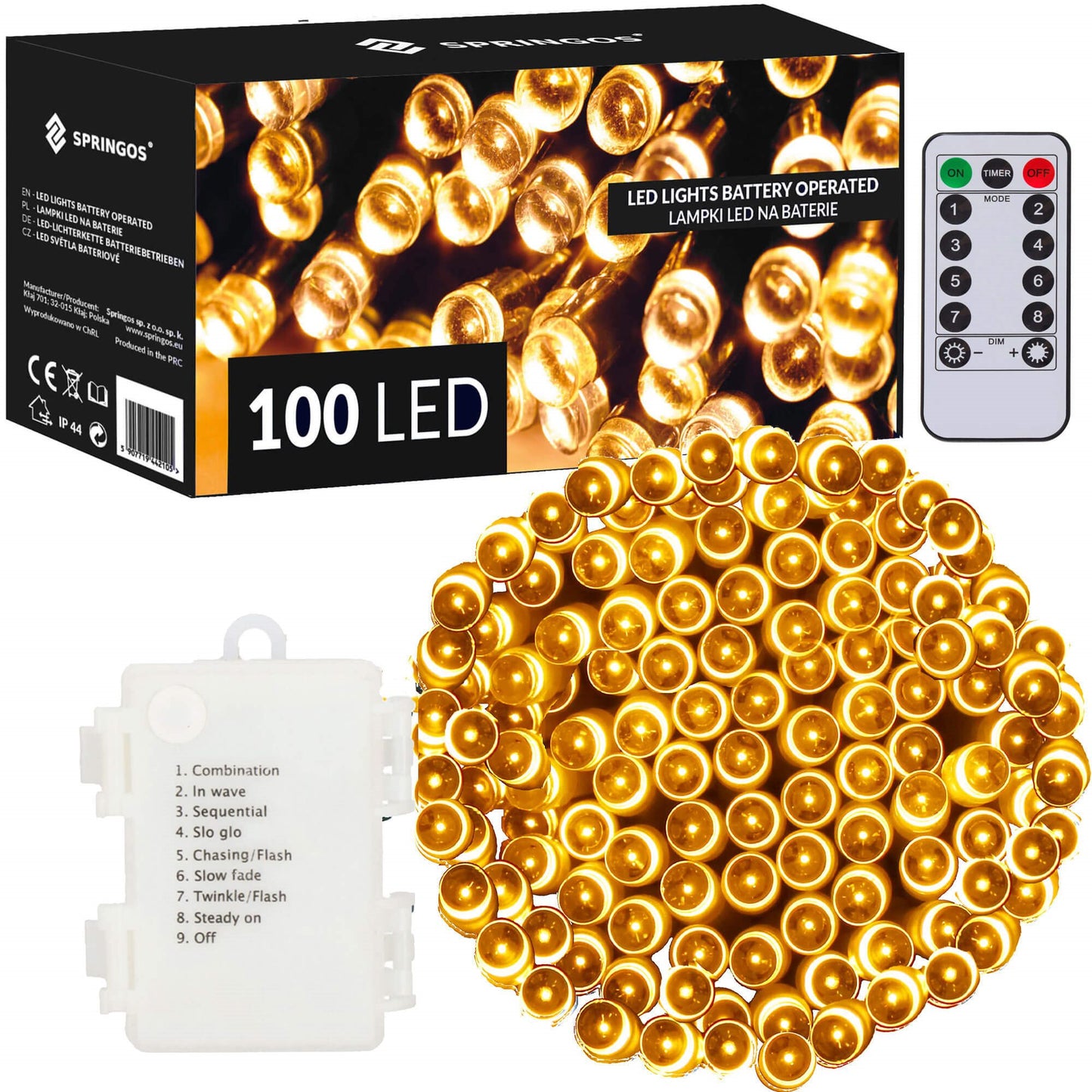 CL4034 LED kalėdinė girlianda 100 LED, šilta balta, 10m