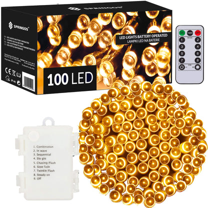 CL4034 LED kalėdinė girlianda 100 LED, šilta balta, 10m