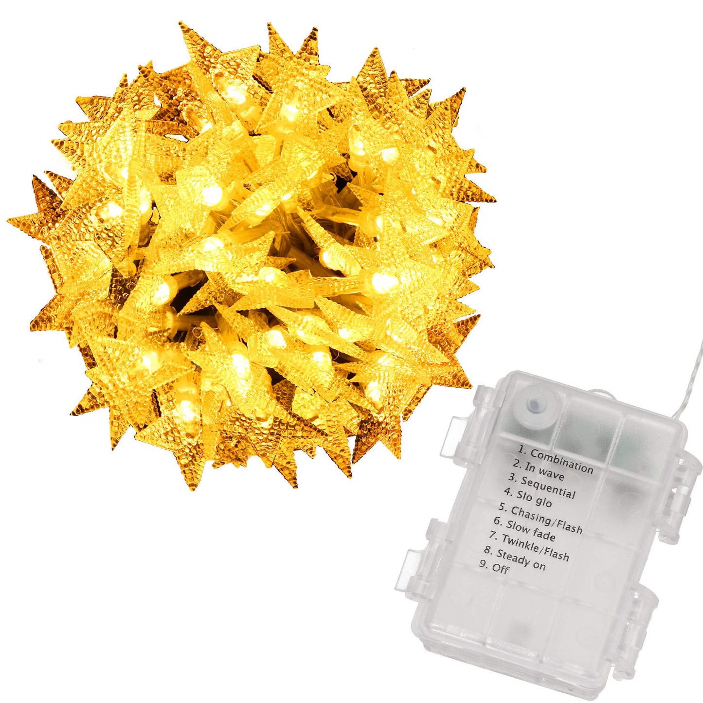 Žvaigždžių girlianda. 50 LED C79, šilta balta, 3xAA