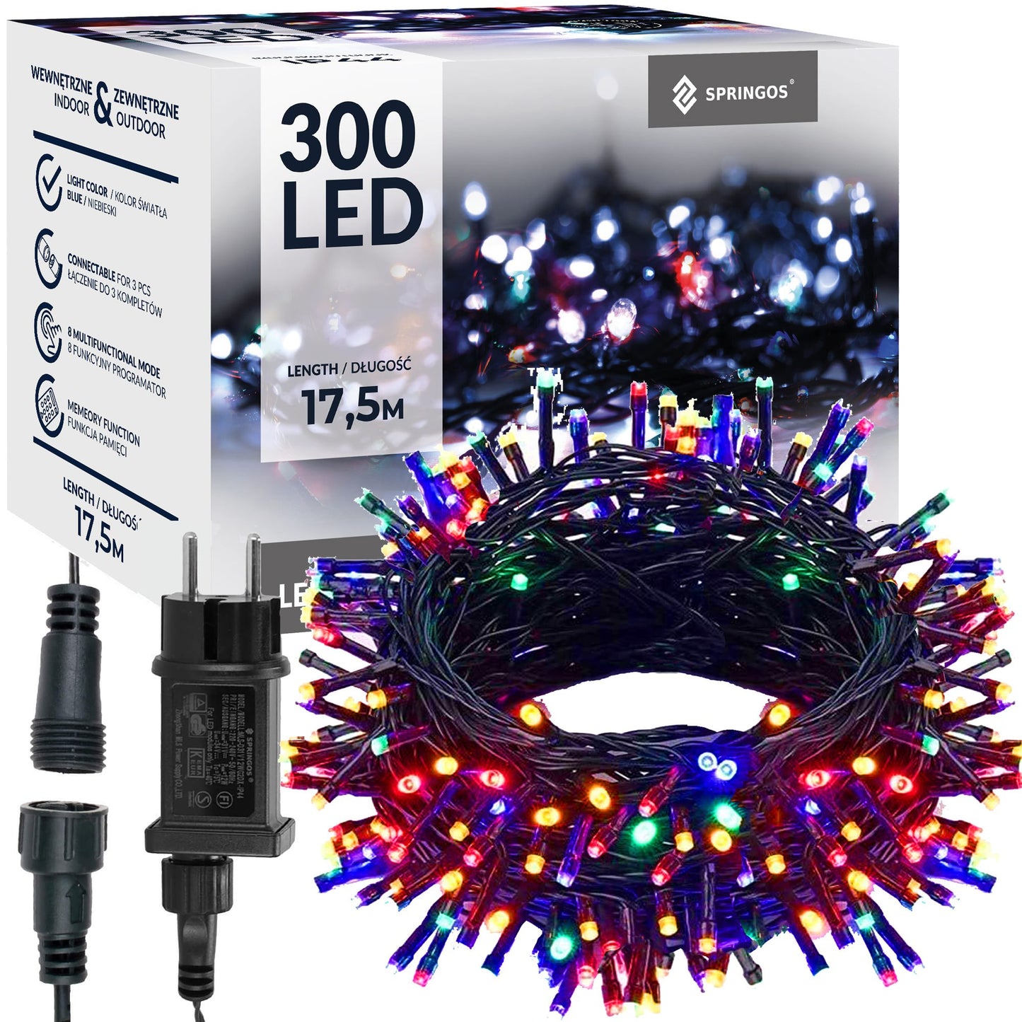 Kalėdinės lemputės CL4081 300 Led 15m, spalvota