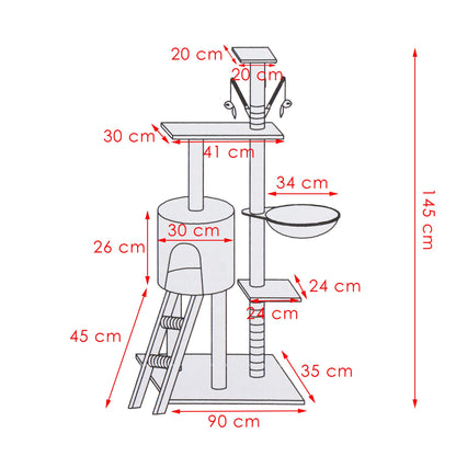 Daugiapakopis kačių namelis  PA1046 145 cm