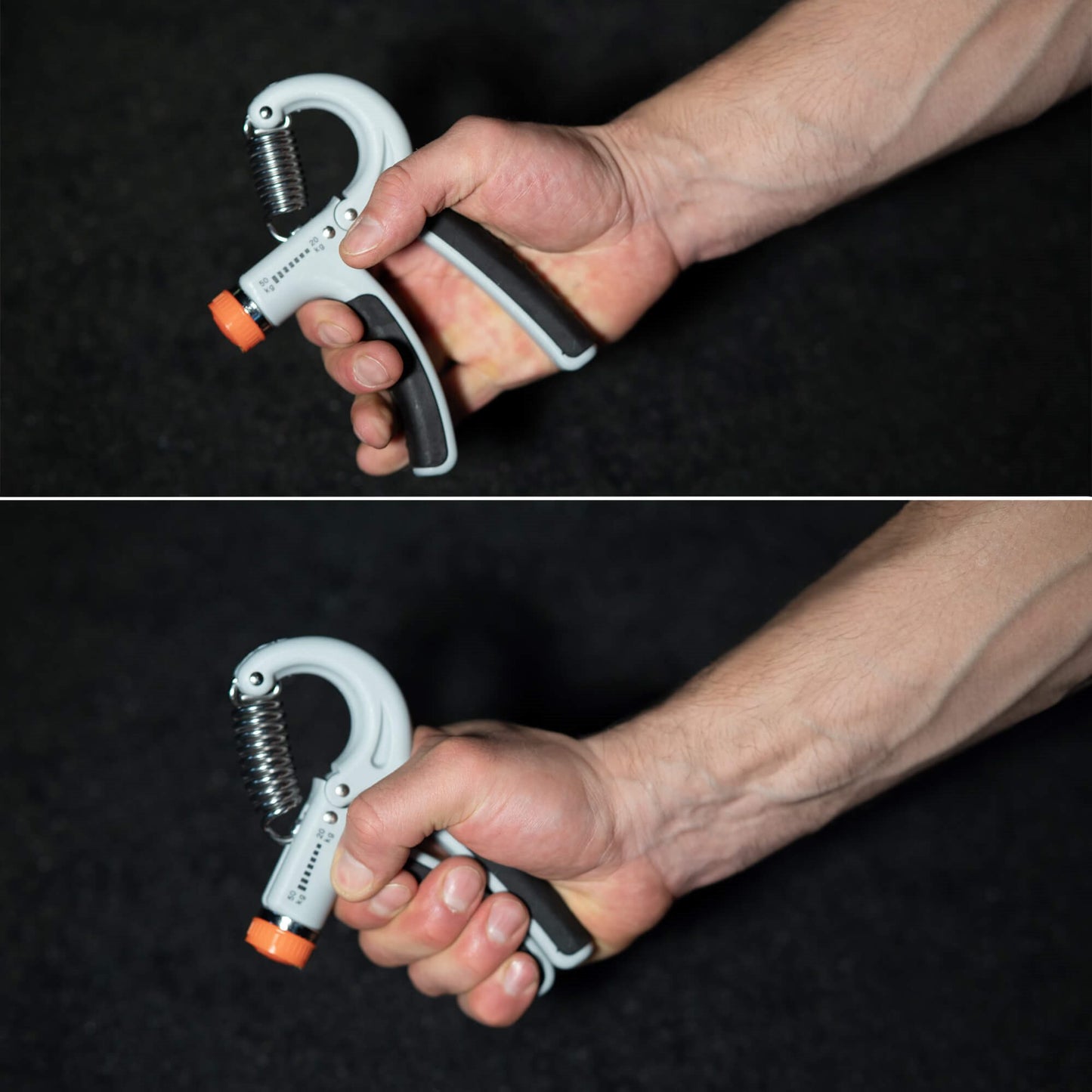 Rankų treniruoklis su reguliuojamu pasipriešinimu  FA0034 20-50 kg pilka-juoda su oranžiniu elementu