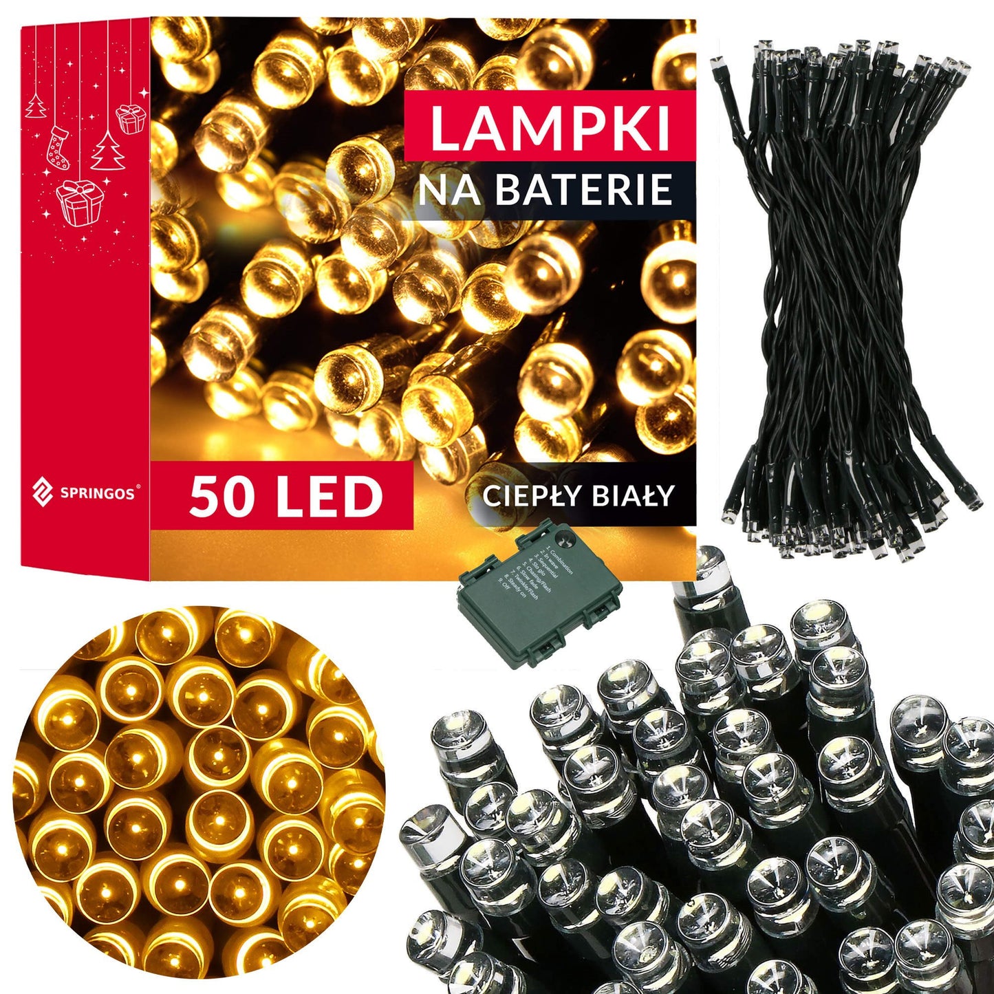 CL4027 LED girliand 50 LED, šilta balta