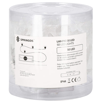 Žvaigždžių girlianda. 50 LED C79, šilta balta, 3xAA