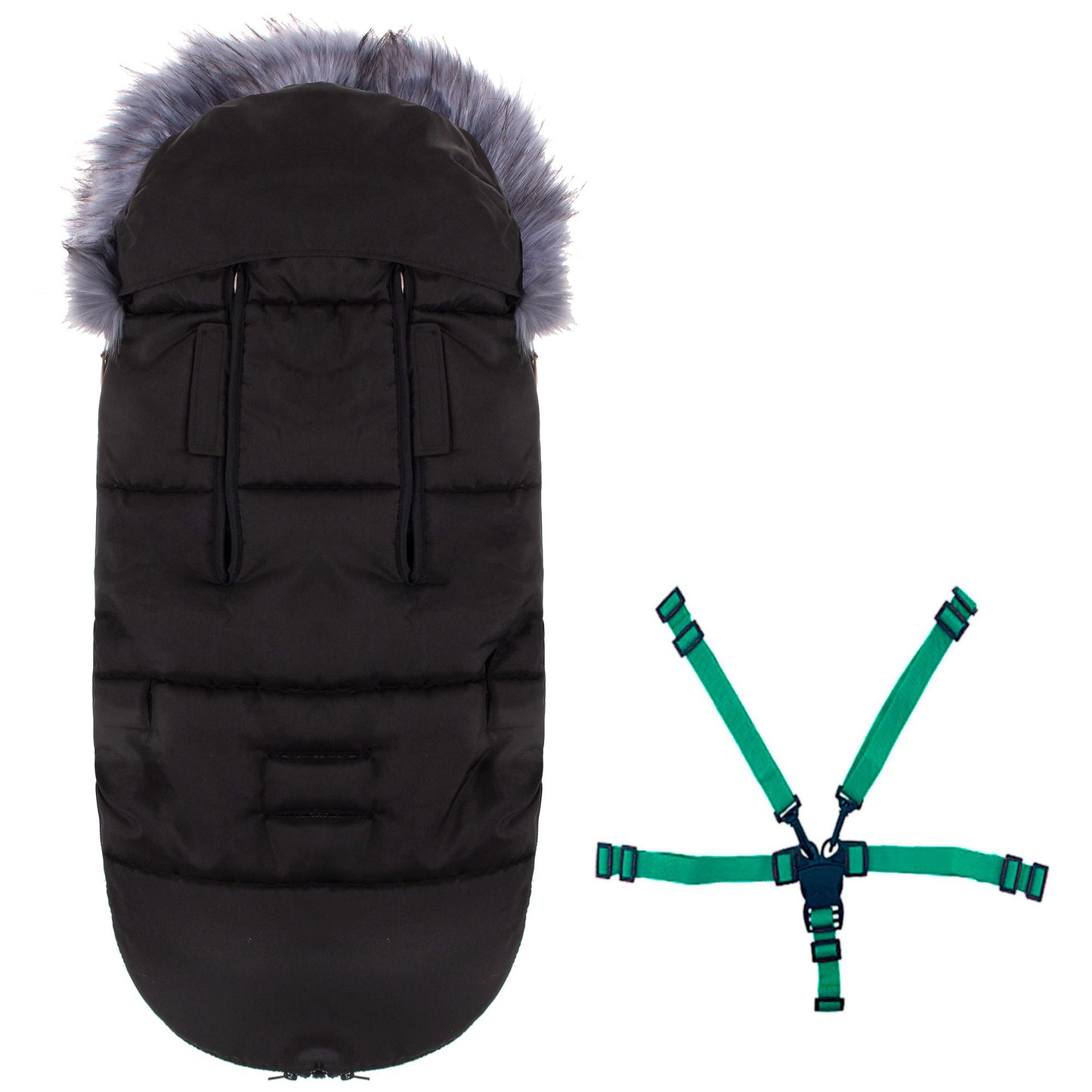 Vaikiškas miegmaišis SB0020, 4-in-1, vežimėliui, rogutėms ir lopšiui, 90 cm, juodas