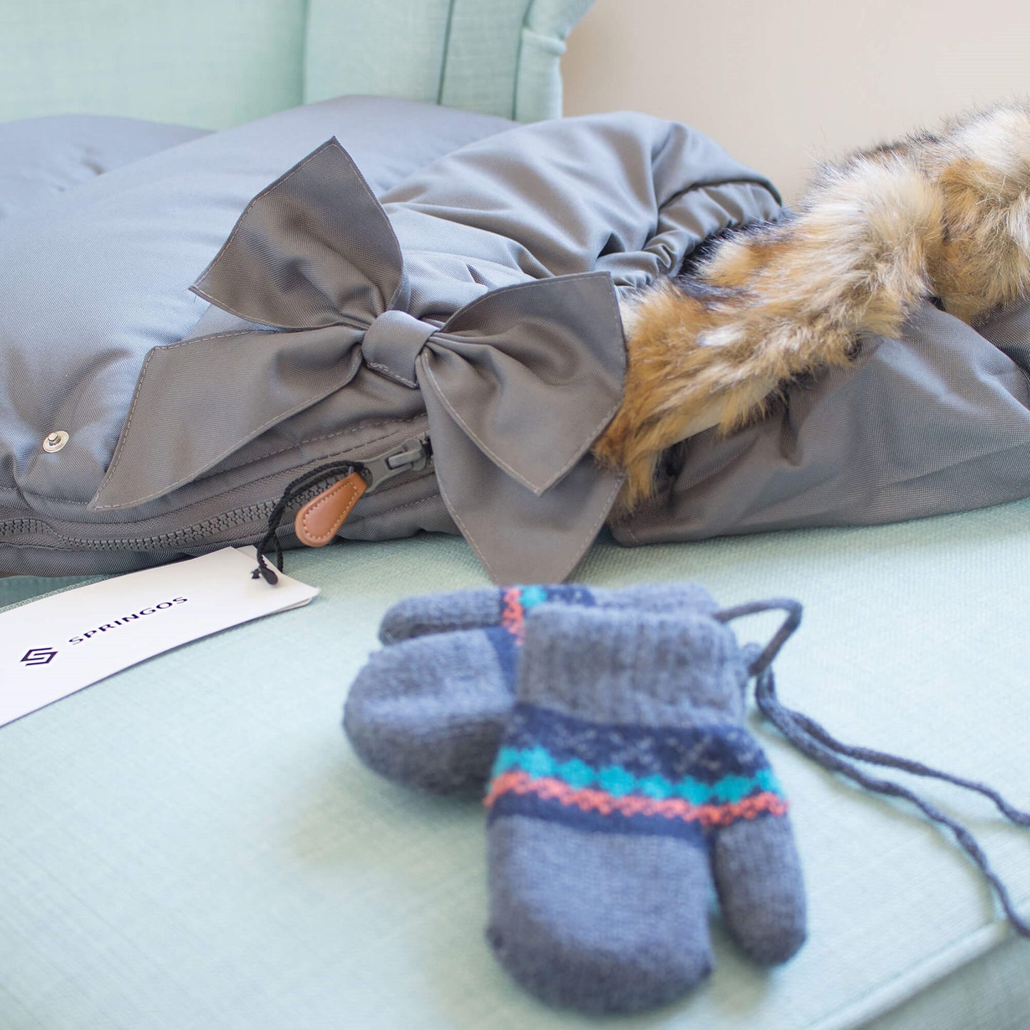 Miegmaišis  SB0002, 4-in-1, vežimėliui, rogutėms ir lopšiui, pilkai žalias