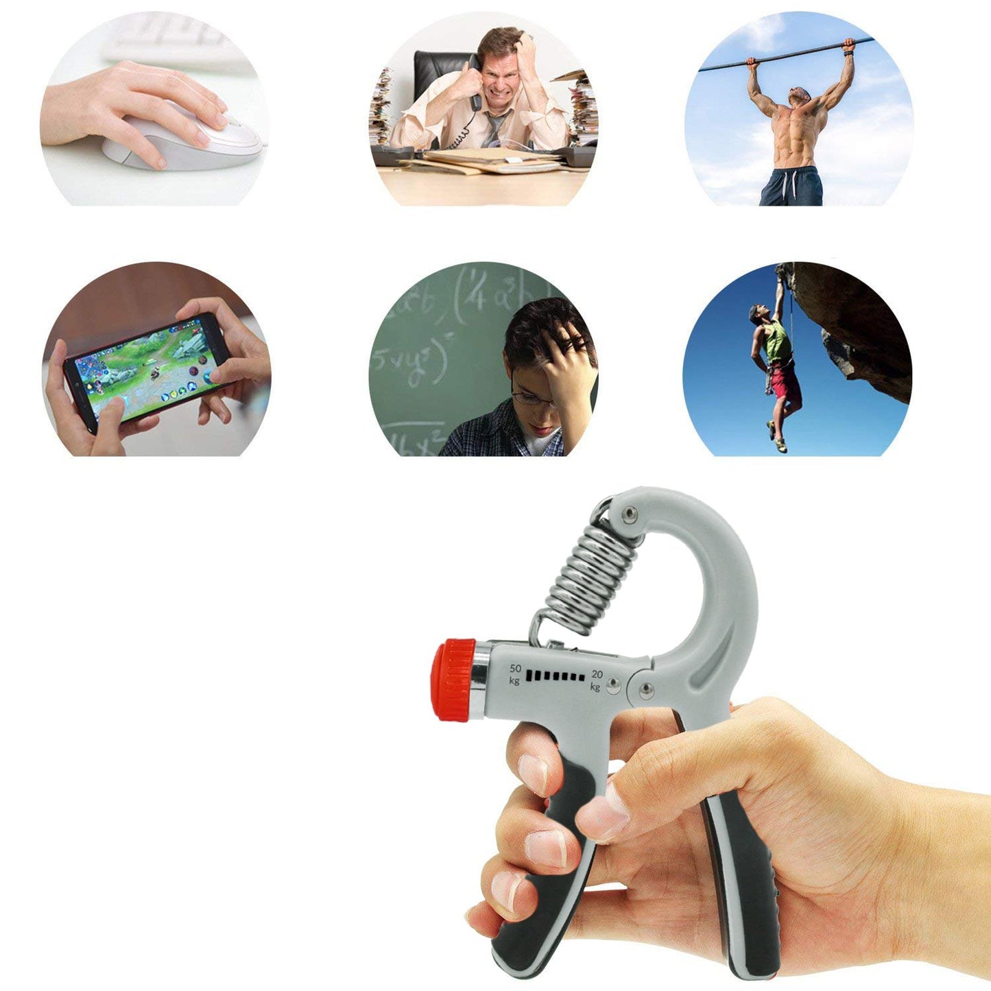 Rankų treniruoklis su reguliuojamu pasipriešinimu  FA0034 20-50 kg pilka-juoda su oranžiniu elementu