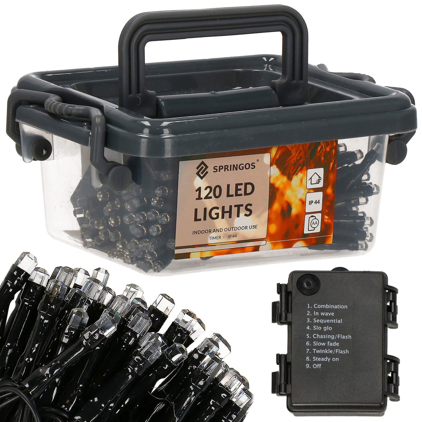 Lempučių girlianda Springos CL0175, 7.5 m, šaltai balta, 120 LED