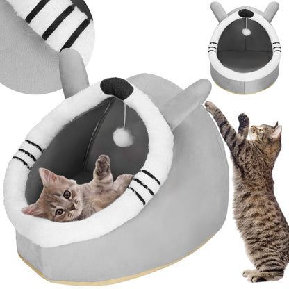 Kačių guolis su žaislu ir pagalvėle  PA0241 42x44x35 cm pilkas