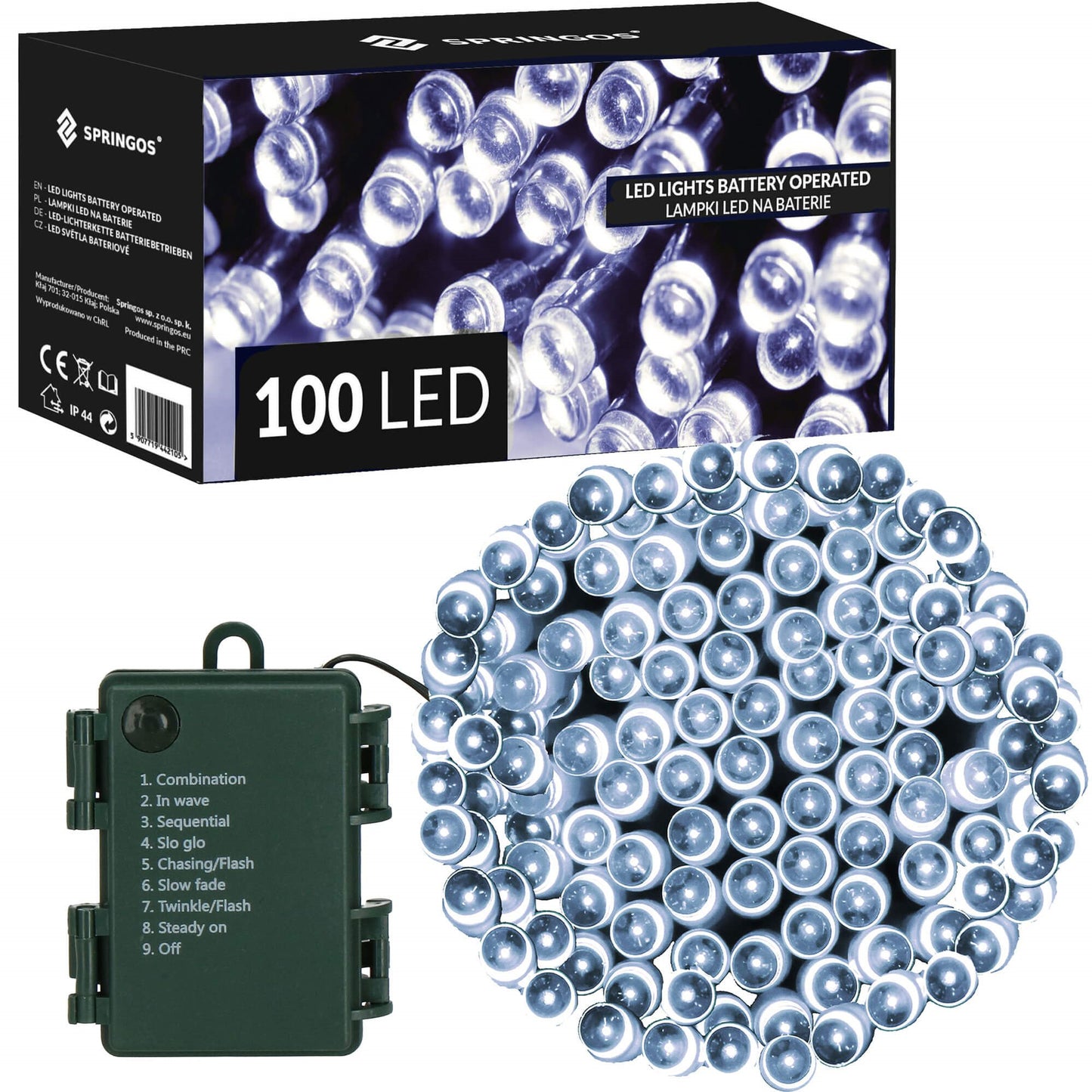CL4031 LED kalėdinė girlianda 100 LED, šaltai balta, 10m