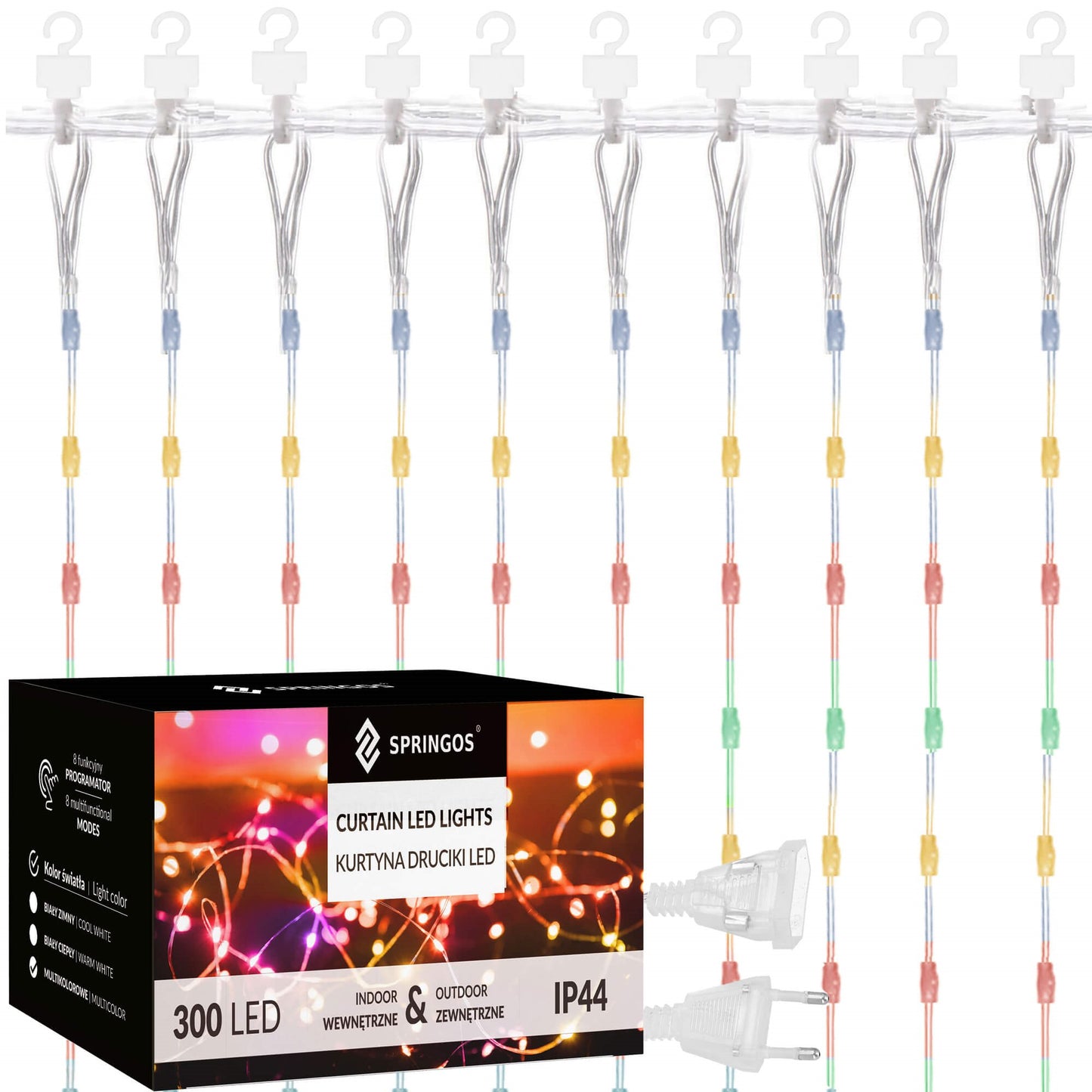 Šviesos užuolaida  CL0335 300 LED,daugiaspalvė + blyksnis