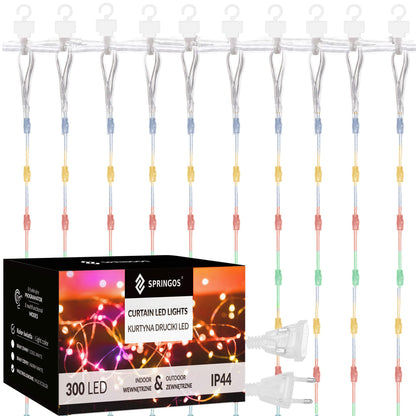 Šviesos užuolaida  CL0335 300 LED,daugiaspalvė + blyksnis