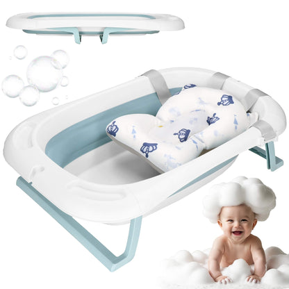 Kūdikio vonelė  SB0063, sulankstoma, 35 L, su termometru ir pagalve, balta-mėlyna