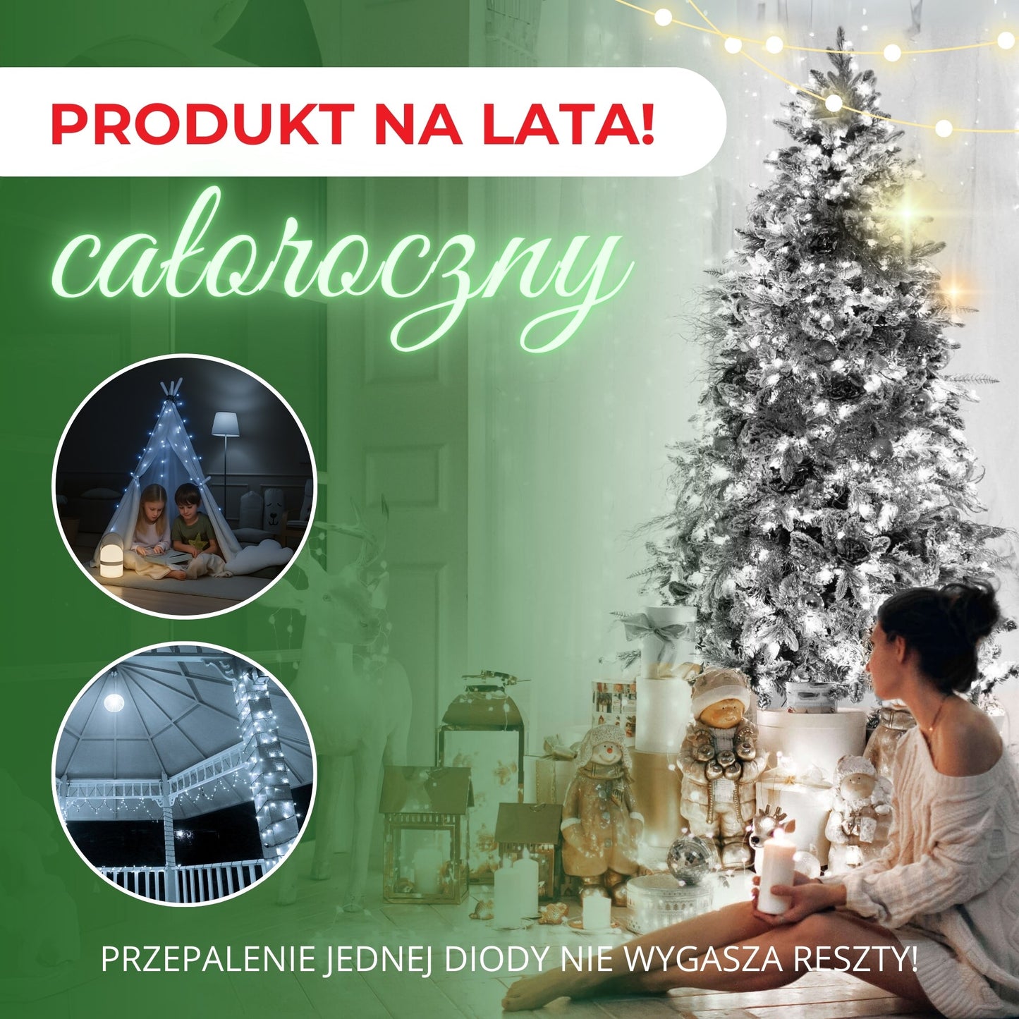 CL0401 Led girlianda 400 LED, 24m, šaltai balta