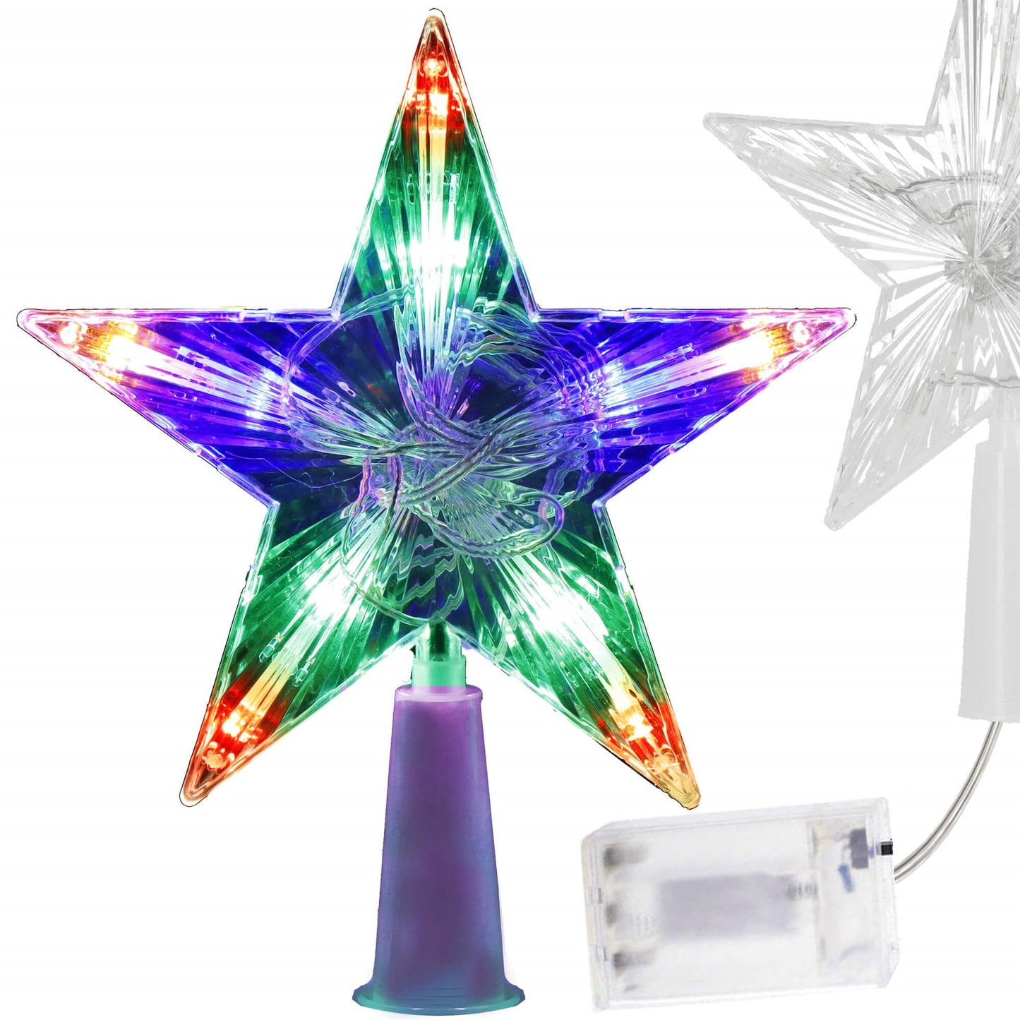 Kalėdų eglutės viršūnės žvaigždė CL4129 10 LED, daugiaspalvė