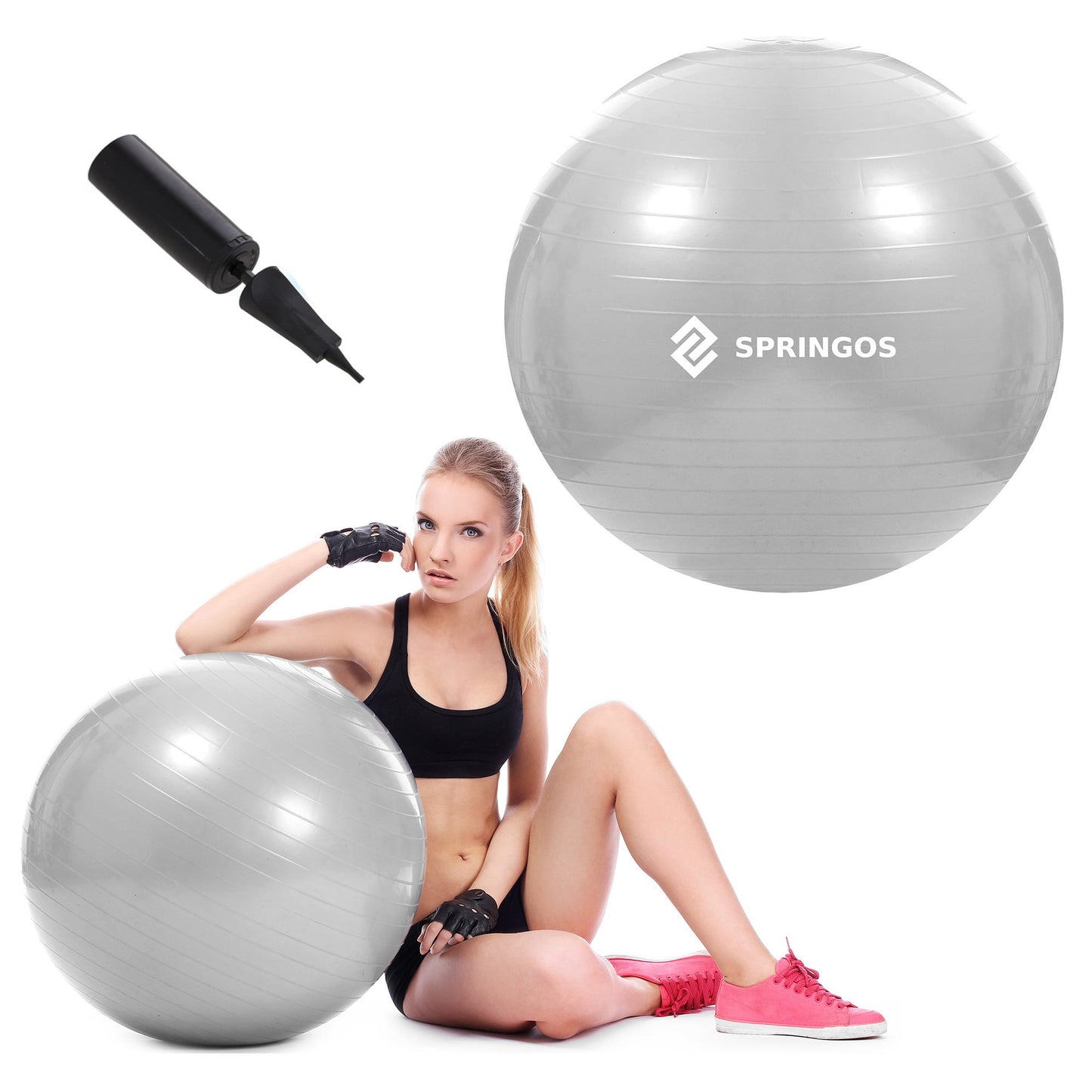 Gimnastikos kamuolys su pompa 75 cm – FB0008