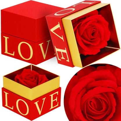 Amžinoji rožė  HA7448Amžinoji rožė dovanų dėžutėje – raudona su auksu