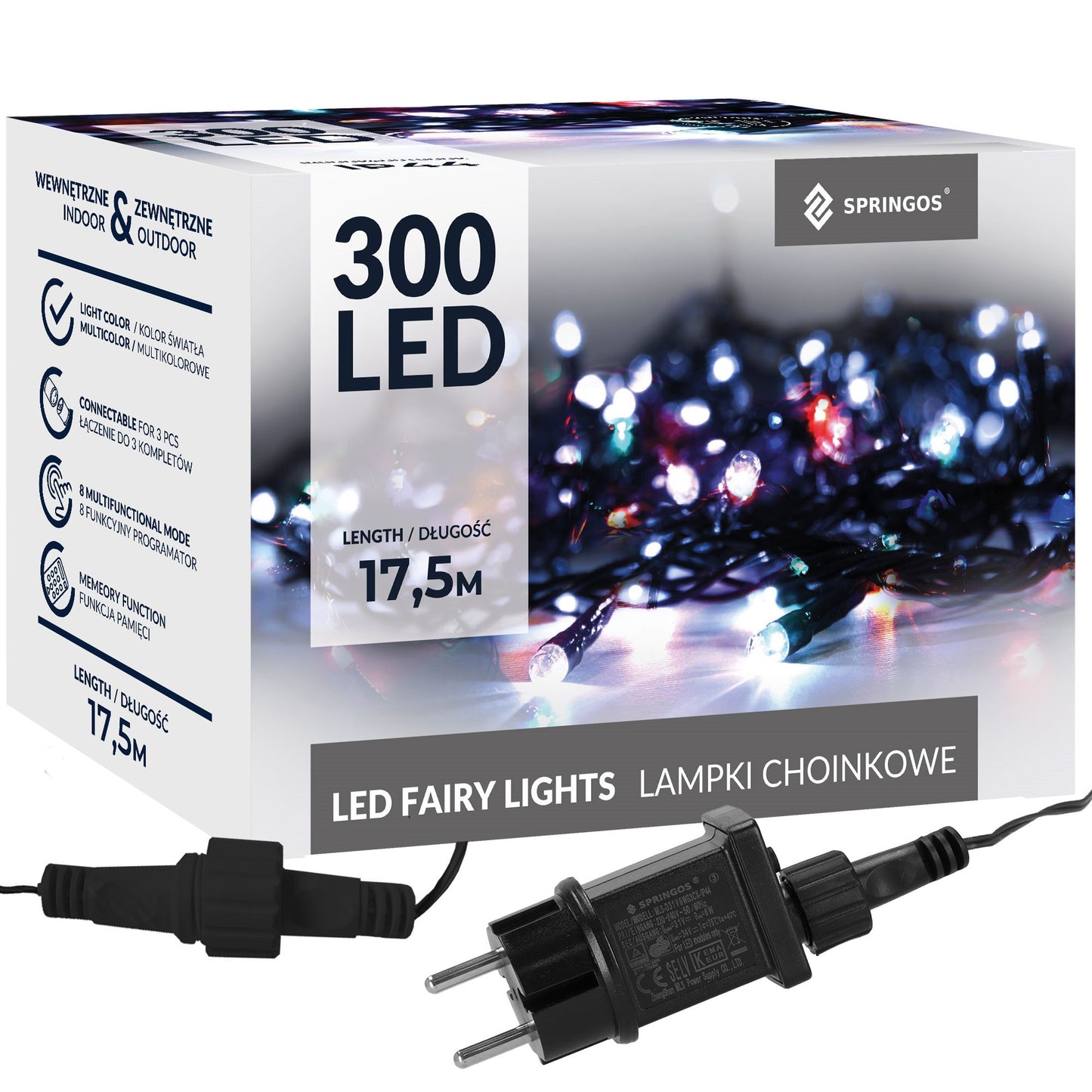 Kalėdinės lemputės CL4081 300 Led 15m, spalvota