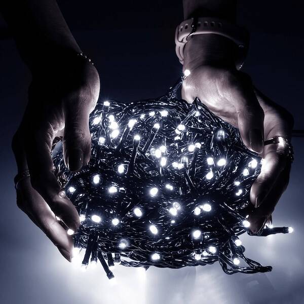 Kalėdinės lemputės CL1000 1000 Led 50 m, šaltai balta, 8 apšvietimo funkcijos